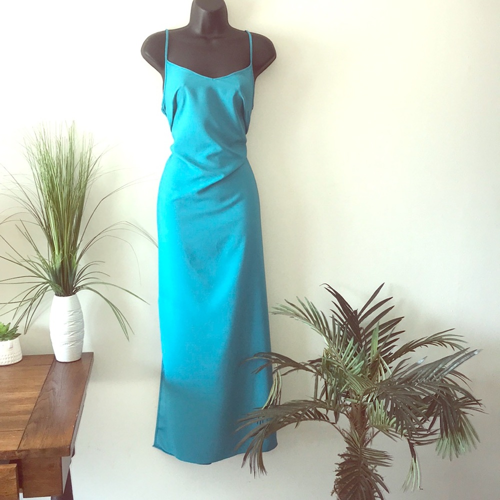 Teal Double Split Maxi Dress - image 1